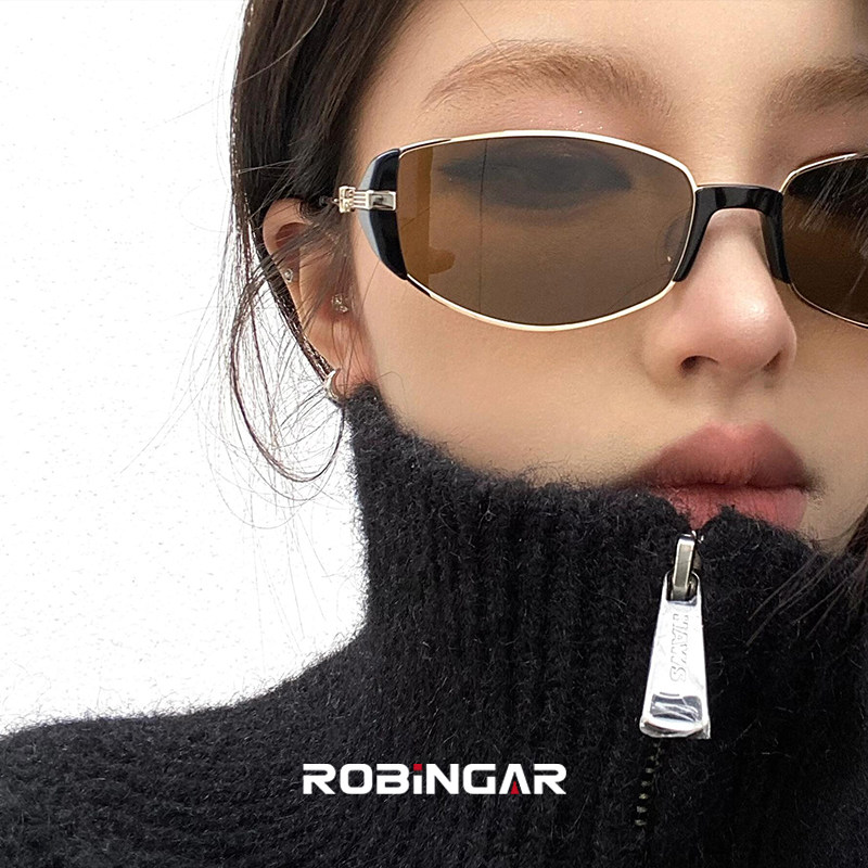 复古茶色墨镜女款2026新款老钱风防紫外线太阳眼镜带度数小棕镜男