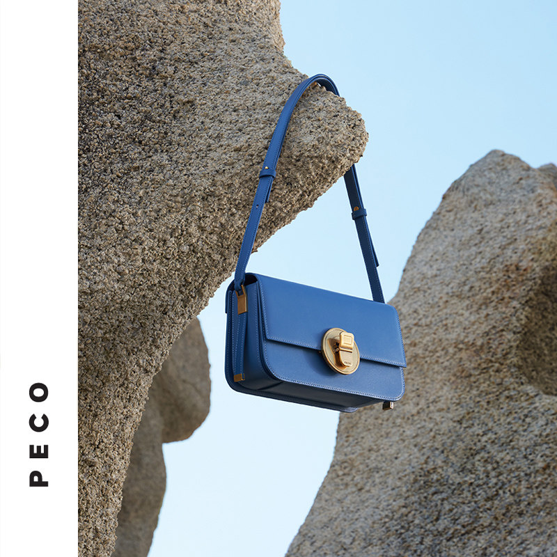 PECO独立设计762M易拉罐法棍包复古斜挎女高级感牛皮小众轻奢