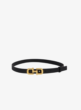 PECO高级感高品质女士小众时尚皮带真皮腰带铜扣百搭小方扣黑色