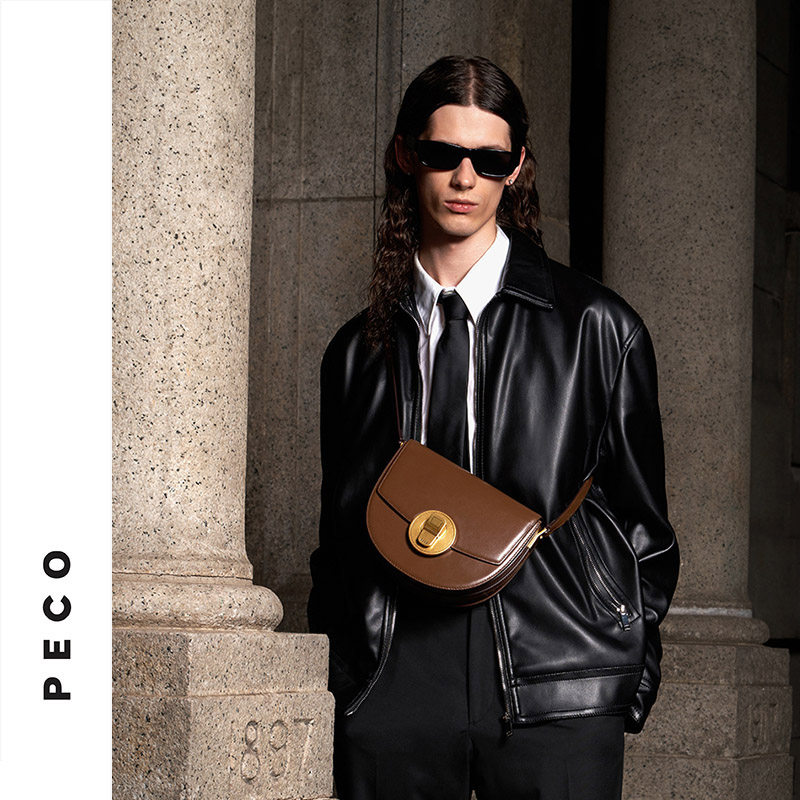 PECO独立设计866易拉罐系列大号半圆马鞍包真皮原创斜挎小众女