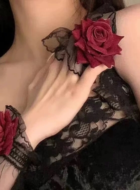 蒸汽朋克玫瑰机械手腕花暗黑系lo娘配饰手环