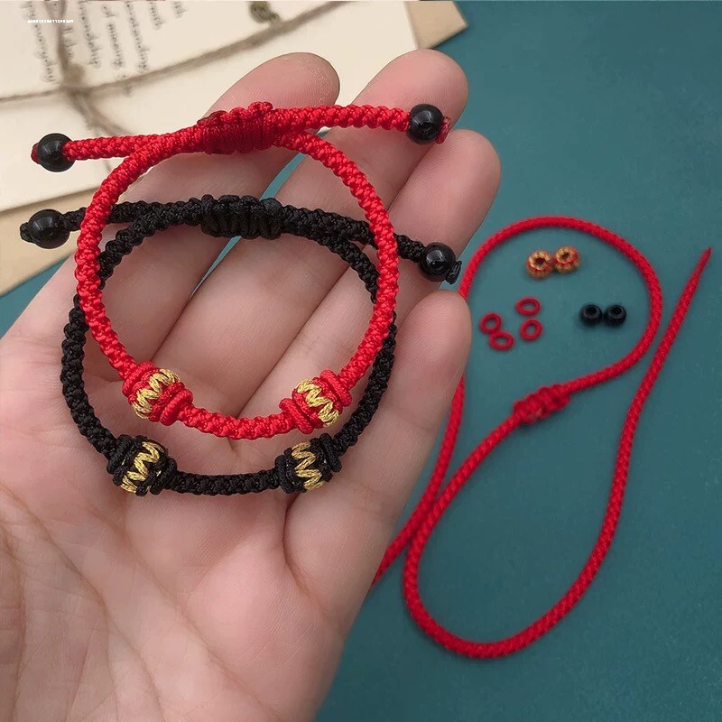 手工编绳脚链红绳手绳半成品女男可串黄金转运珠儿童DIY配件图片
