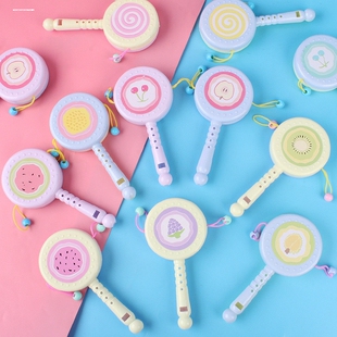 水果动物拔浪鼓卡通可爱可啃咬音乐发声安抚手摇鼓摇铃棒玩具