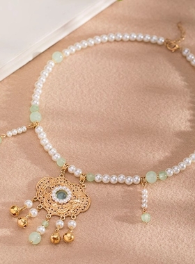 古风马面裙项链复古儿童平安锁璎珞旗袍宋制新中式国风汉服配饰