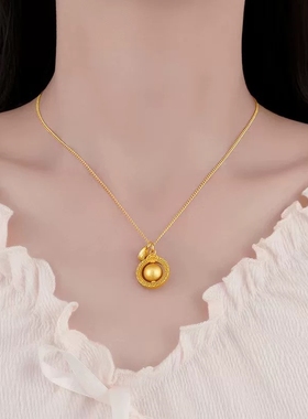 黄金色吸米星项链吸金星吊坠挂链古巴复古锁骨链高级个性时尚潮转