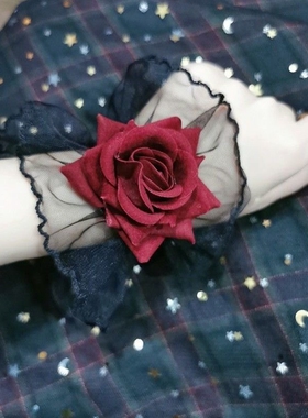 手作烧花玫瑰腕饰日牌同款lo娘手链甜美系学生配饰