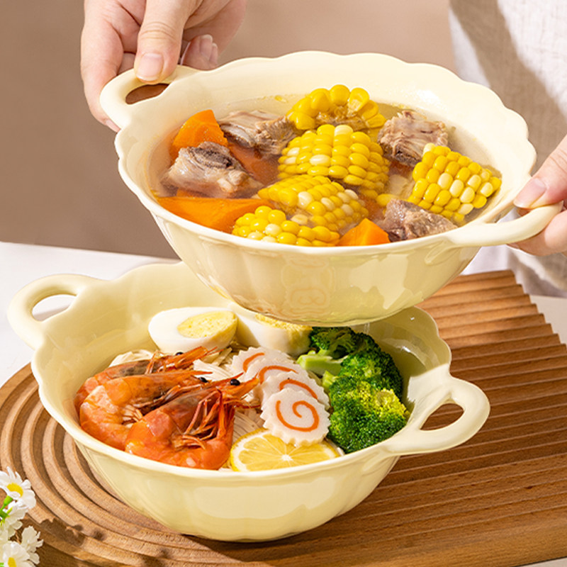 2026新款釉下彩可爱风双耳汤碗家用大号面碗陶瓷汤盆酸菜鱼大盆碗,餐饮具,碗,淘宝优惠券,粉丝福利购,淘宝优惠卷