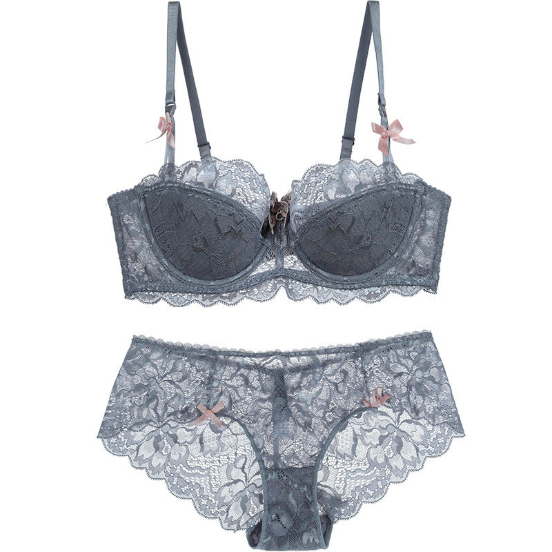 新款厂家代发蕾丝薄棉杯性感女士内衣半杯舒适透气文胸套装