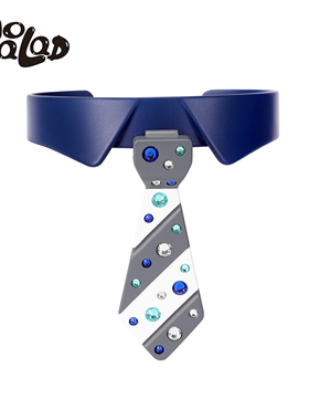 官方emo salad 3D打印choker 亮钻领带项圈项链 原创设计小众项链