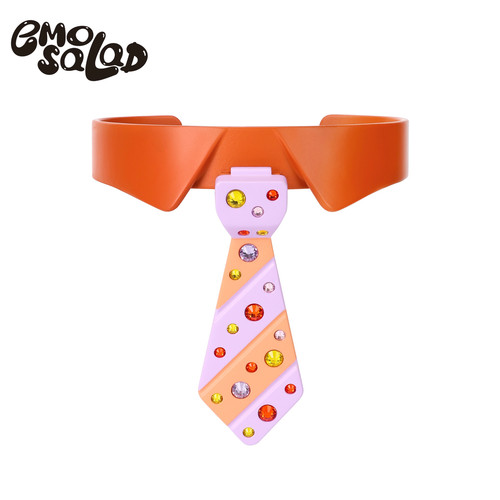 官方emo salad 3D打印choker 亮钻领带项圈项链 原创设计小众项链