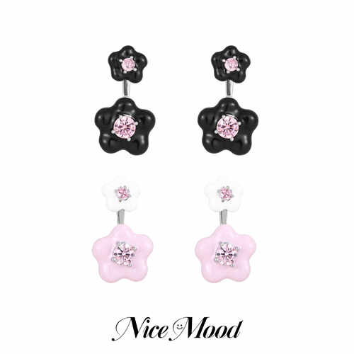 NiceMood黑粉花朵耳钉