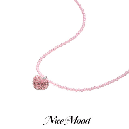 粉水晶爱心项链芙蓉石轻奢小众女