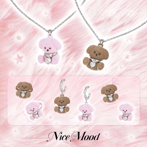 NiceMood快乐小狗项链植绒锁骨链