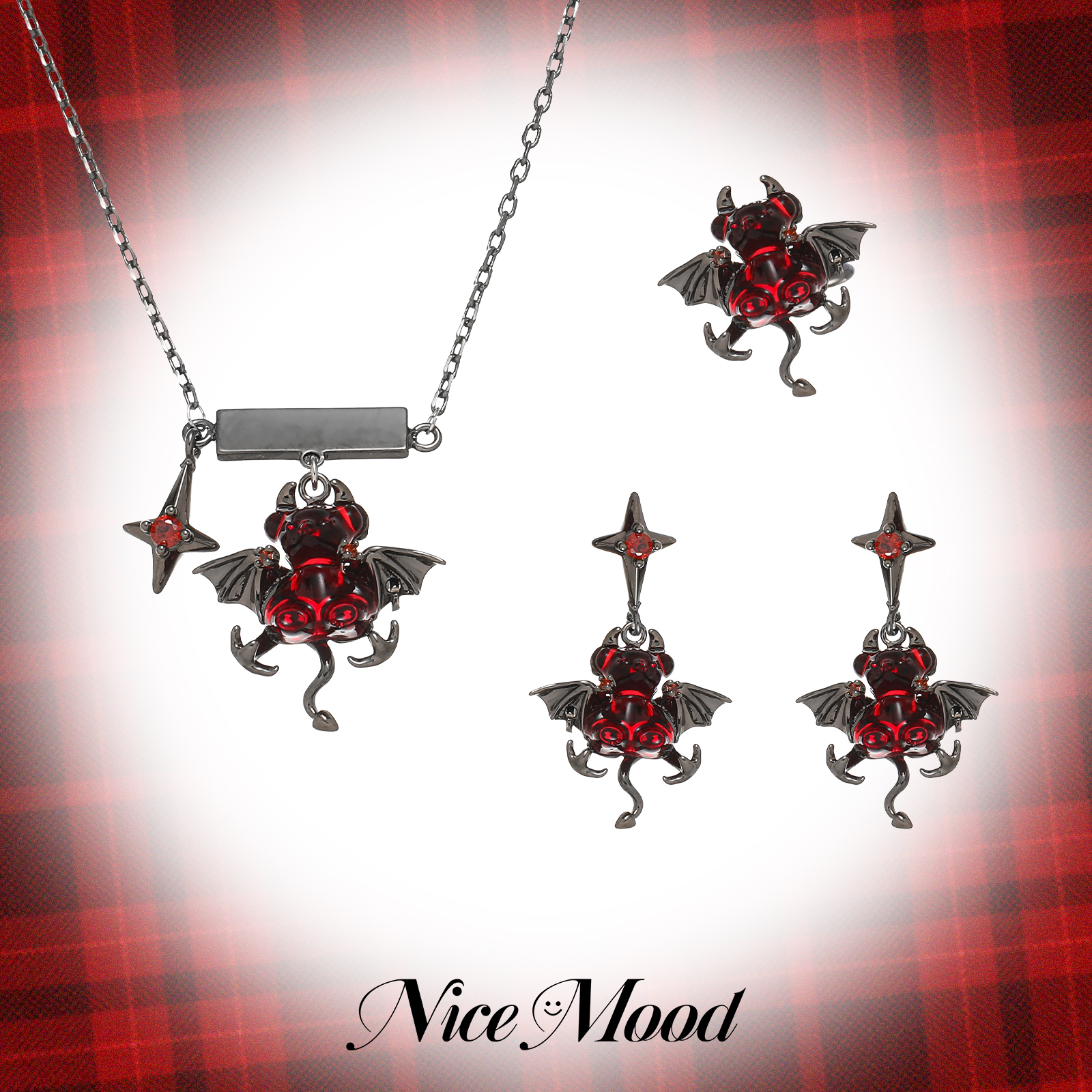 【买3免1】恋与深空恶魔小熊项链女四芒星暗黑辣妹亚比风锁骨链