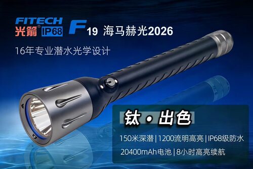 光箭F19强光LED潜水手电筒 远射防水 高亮度应急远射探险电筒新品