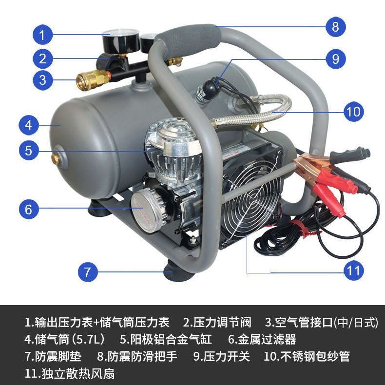 水下潜水套装全套长管供气水下呼吸器水肺装备12V空压机气泵PM720