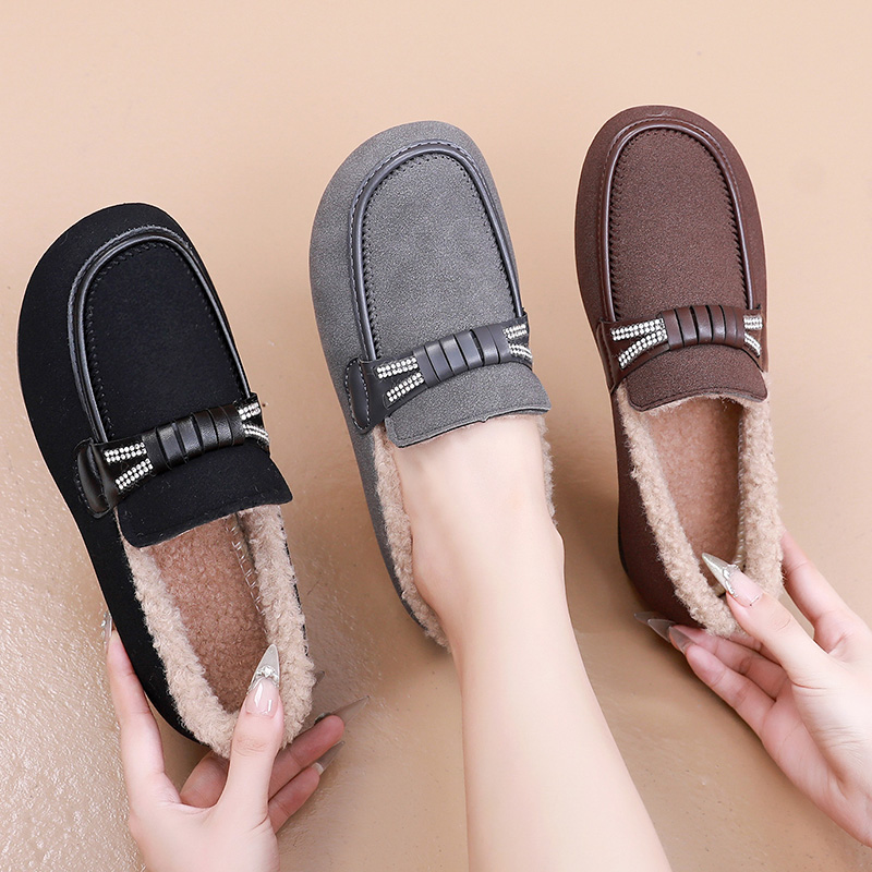 新款加绒豆豆鞋小码乐福鞋