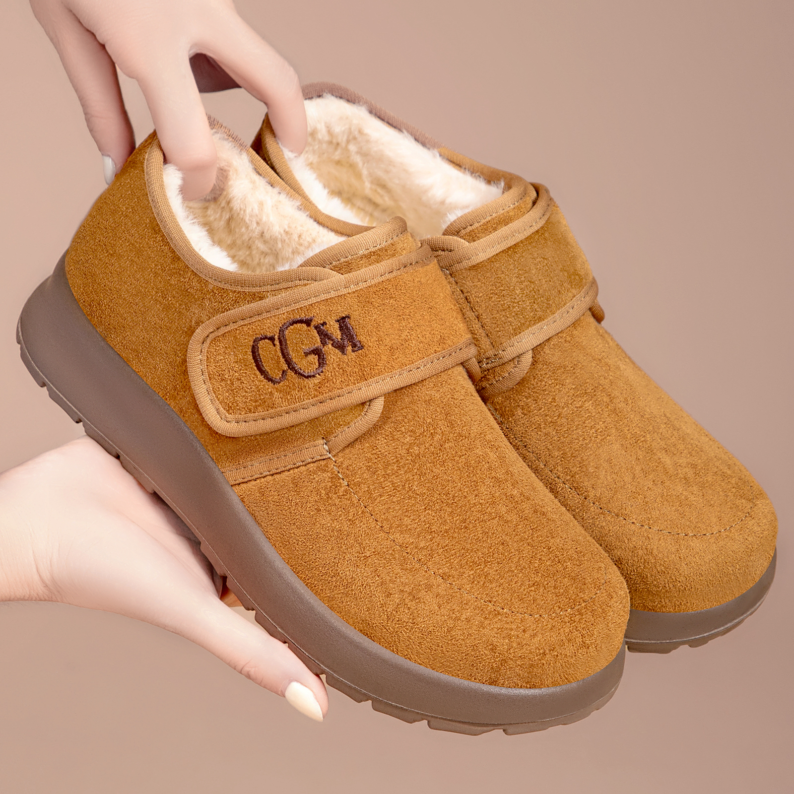 2025新款秋冬女鞋子厚底勃肯雪地靴女加绒毛毛乐福外穿保暖棉鞋