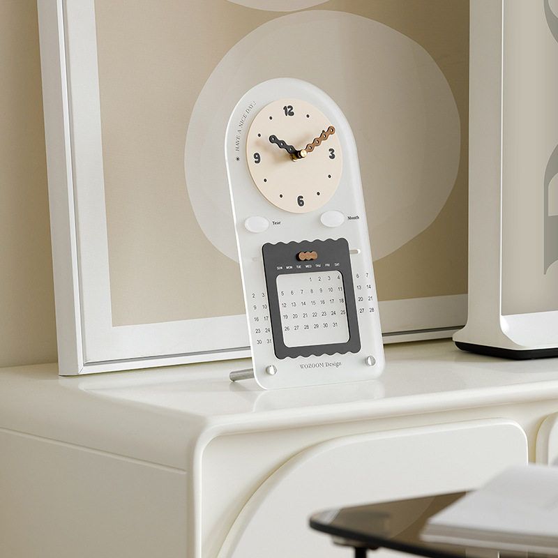 wozoom屋准创意奶油风万年历座钟