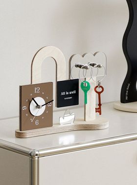 WOZOOM屋准入户玄关钥匙收纳置物架摆件客厅电视柜摆台式装饰时钟