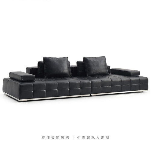 锐驰（CAMERICH）意式极简劳伦斯直排真皮沙发高端客厅别墅大坪数