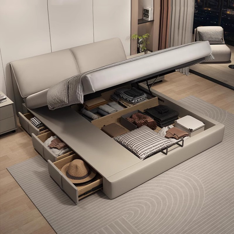 锐驰（CAMERICH）大象耳朵真皮床1米8双人床1米5主卧室大床高端大