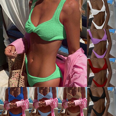 2025新款比基尼性感坑条女士泳衣Sexy one-piece bikini swimsuit