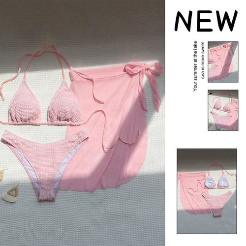 2025新款欧美纯色网纱女Lace-up sexy beach bikini bathing suit