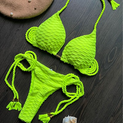 Knitting rope Bikini2025款编绳特殊面料三层面料22种颜色比基尼