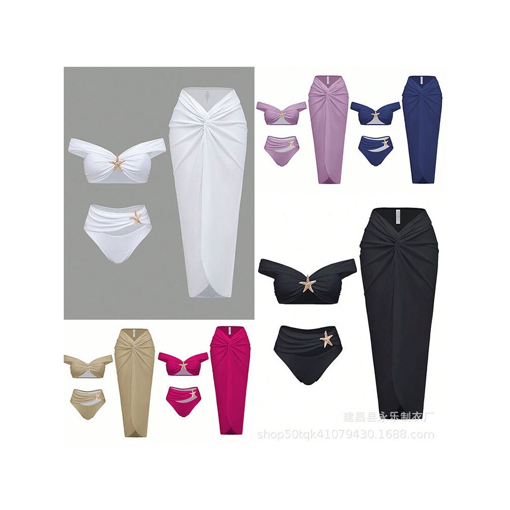 分体泳衣欧美复古保守金属扣泳装bikini Separate swimming suit