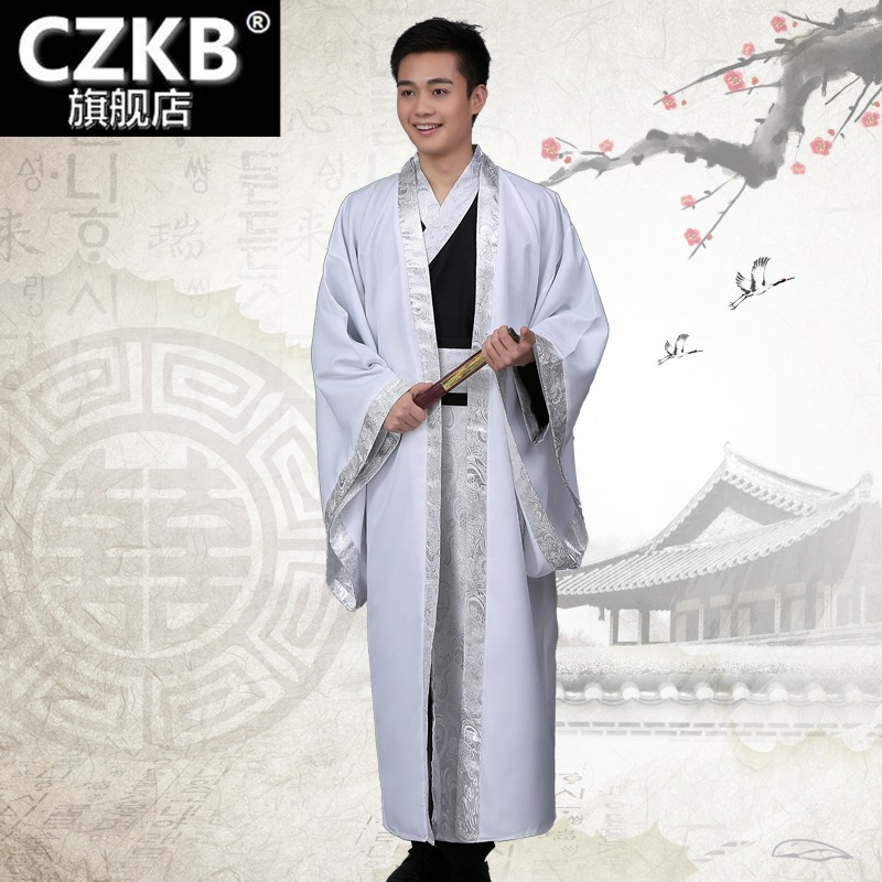 汉服华服提花绸男士大氅直裾袍