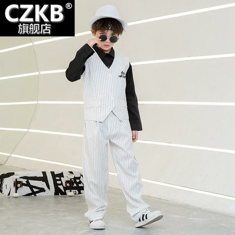 。少儿popping演出套装个性儿童街舞套装帅气男童机械舞表演服装