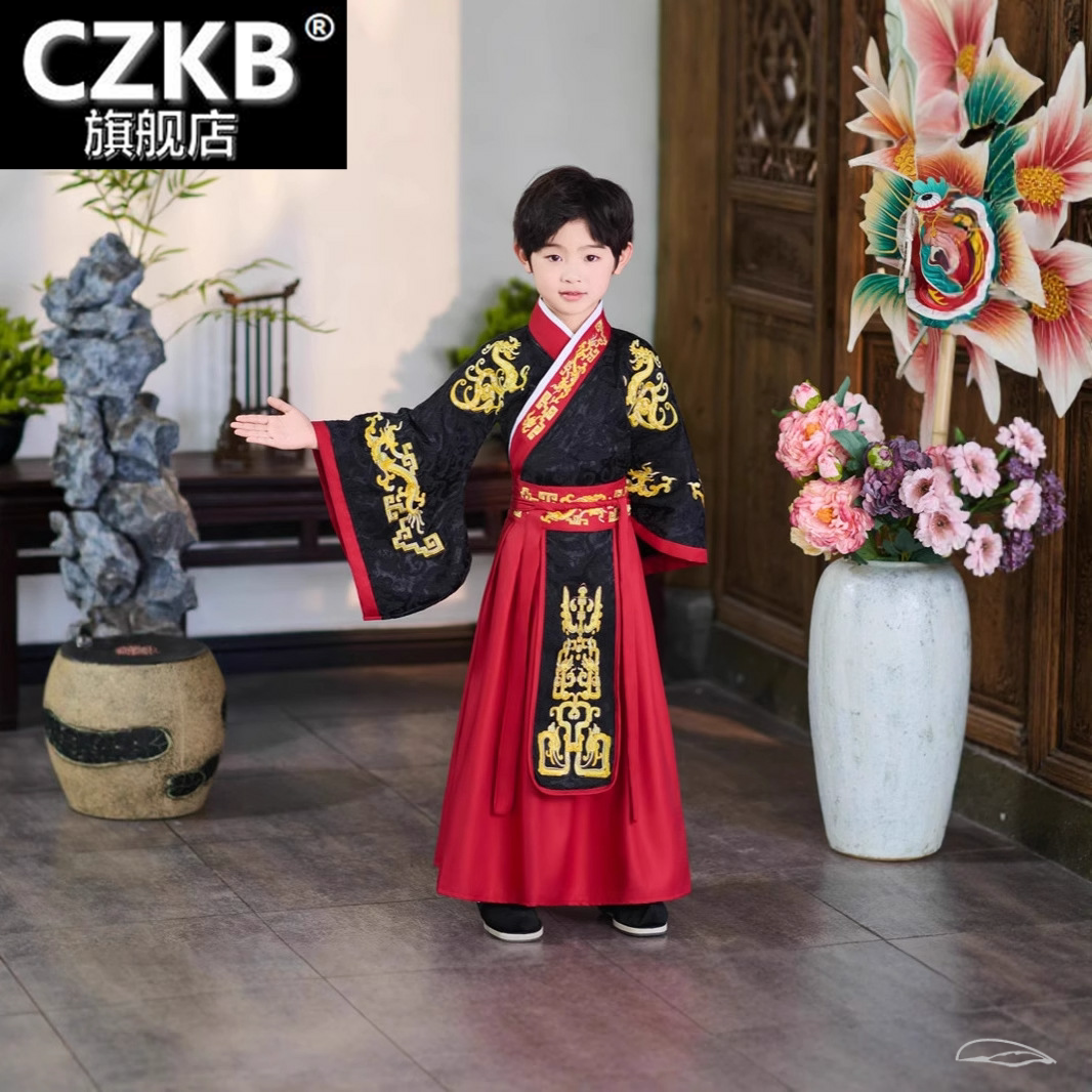 男童汉服皇帝服装中秋节古装秦始
