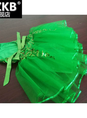 表演服演出服小草女童舞蹈服儿童低碳茉莉花贝贝纱裙绿色树叶春晓
