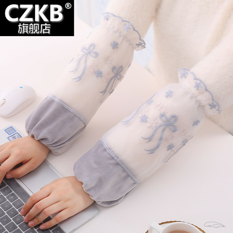 秋冬季防污女长款冬季防脏袖套工作办公护袖学生套袖可爱成人袖头