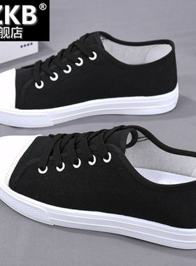 时尚平底鞋小白鞋纯色低帮板鞋减龄休闲鞋韩版百搭浅口小众帆布鞋