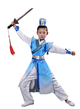 幼儿童古装汉服男童小男孩古代侠客剑客中国练武术衣服表演出服装
