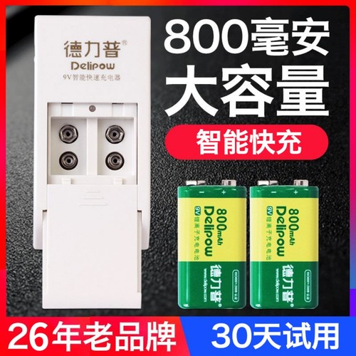 德力普9V充电电池万用表话筒仪器吉他6f22方块九伏usb可充电套装