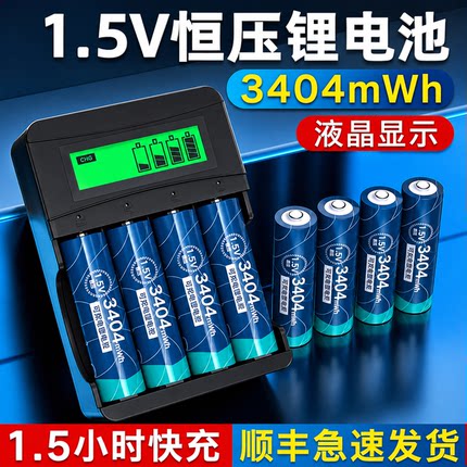 德力普5号充电锂电池大容量1.5v话筒指纹锁通用7号充电器可充AAA