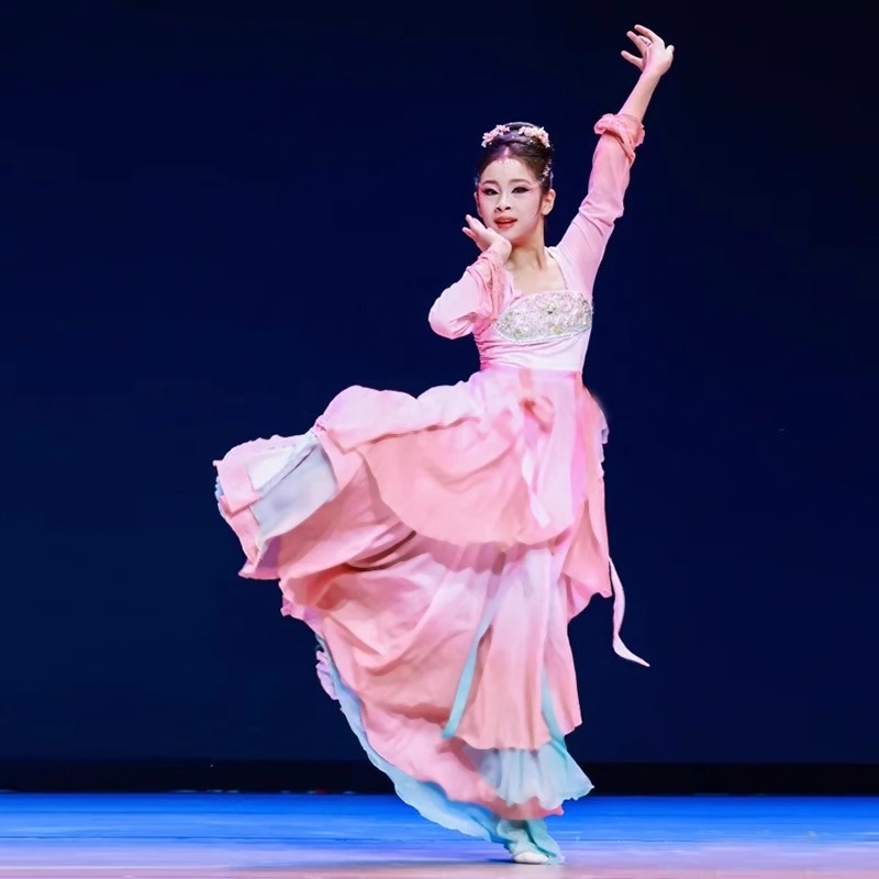 儿童古典舞舞蹈剧目艺考演出服装飘逸仙气身韵纱衣女童独舞大摆裙