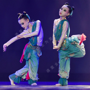 新款敦煌飞天莲花化生舞蹈服中国风异域风情仙童汉唐舞古典服儿童