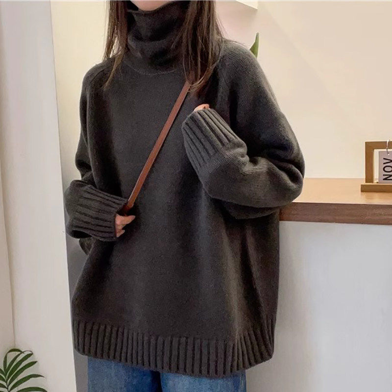 慵懒风毛衣女款2025新款冬季堆堆领宽松大码加厚高领针织打底衫女,个性定制/设计服务/DIY,棉服工装,淘宝优惠券,粉丝福利购,淘宝优惠卷