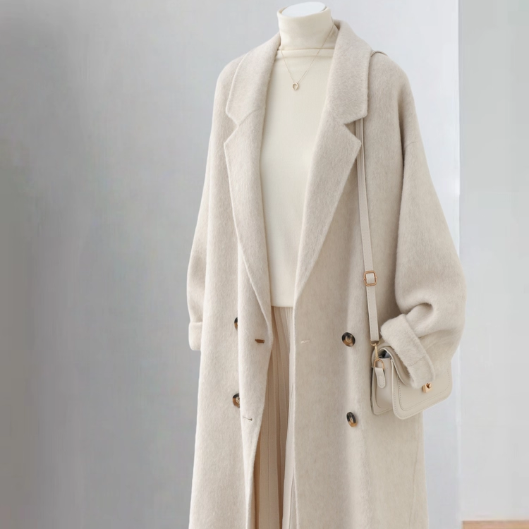 双面羊绒大衣女2025秋冬新款韩系中长版宽松小个子高端羊毛呢外套