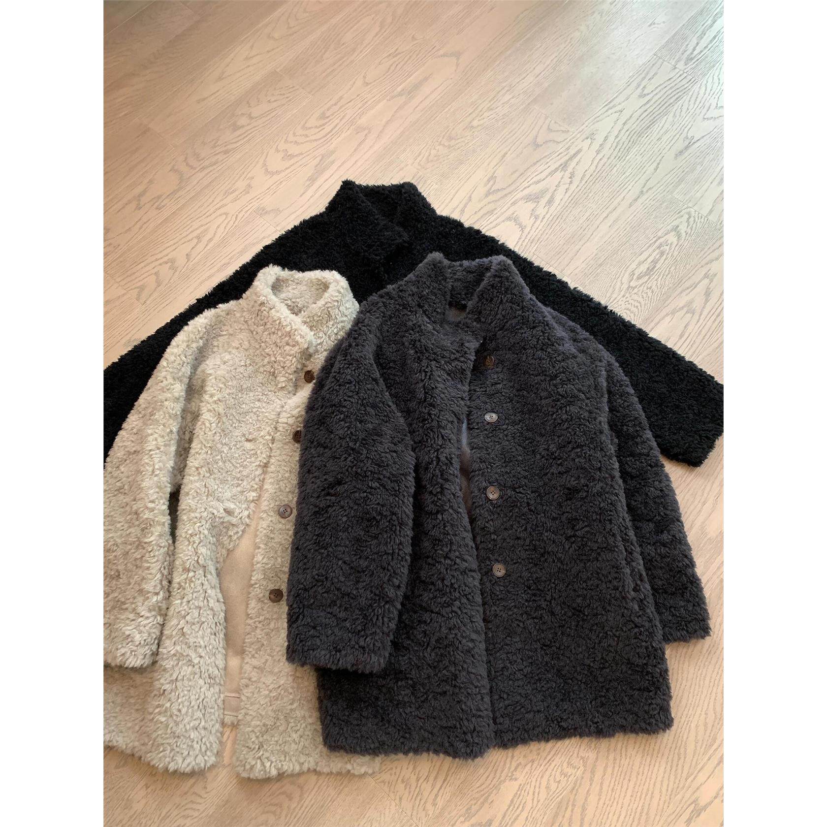 奶fufu羊羔毛外套女白色新款冬季韩系宽松皮毛一体中长款毛毛大衣