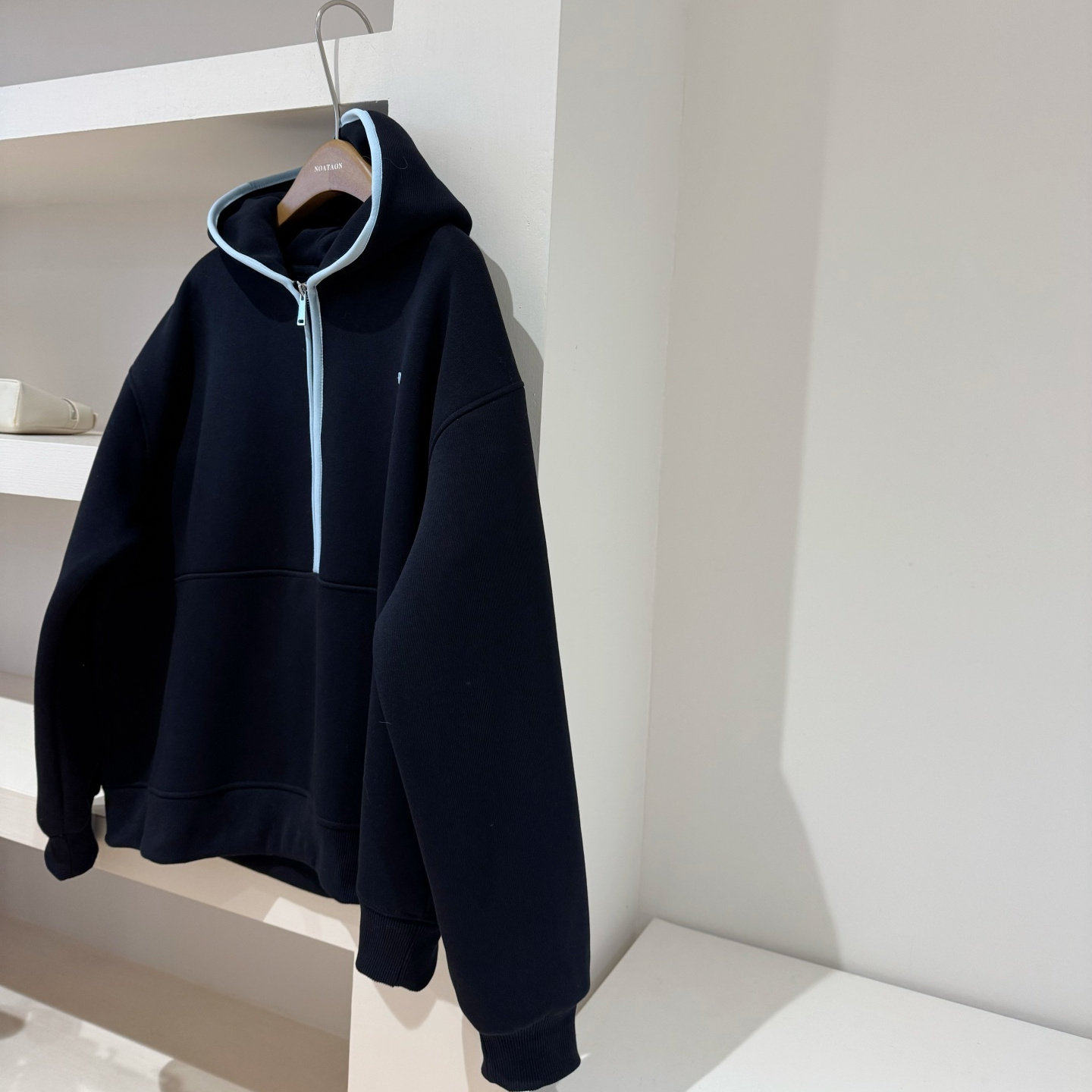 NOATAON 少年感藏青|连帽套头加绒加厚保暖休闲卫衣上衣显瘦C336