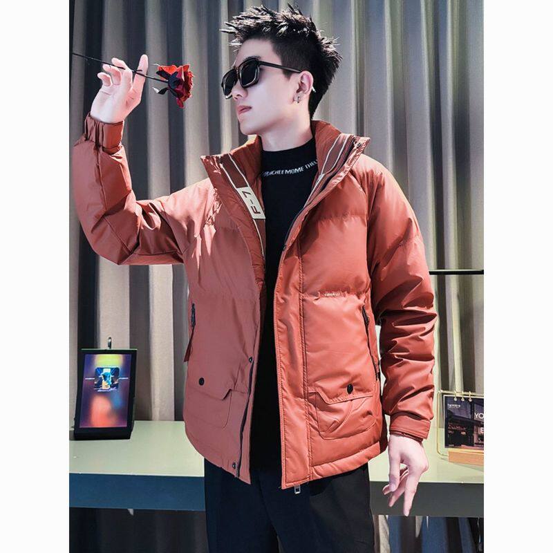 潮羽绒服外套男冬季新款青年时尚百搭男装白鸭绒加厚防寒立领冬装