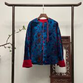 全熟丝漳绒缎外套桑蚕丝上衣外套W50133 七彩葫芦