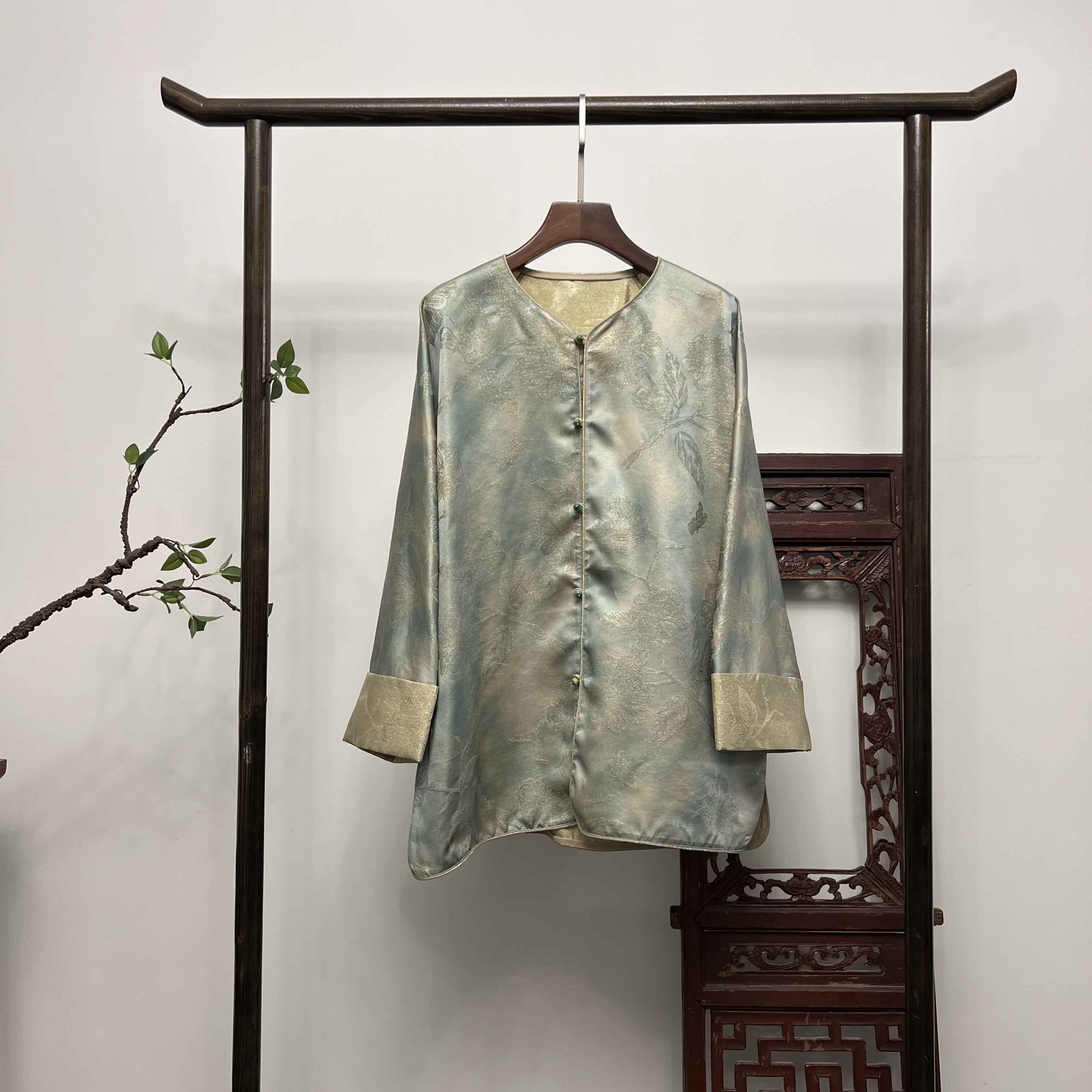 【西凤翠】新中式桑蚕丝织金外套夏季百搭上衣W50184