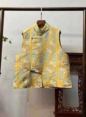 【钱小萍金帛孔雀】新中式孔雀纹锦宋锦马夹M40119