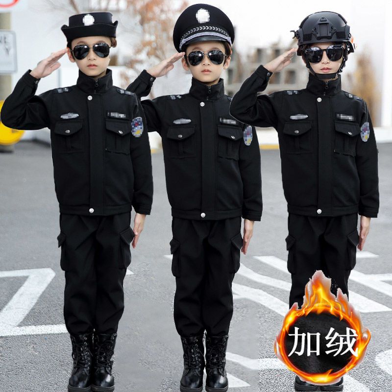 加绒冬儿童特警衣服小孩
